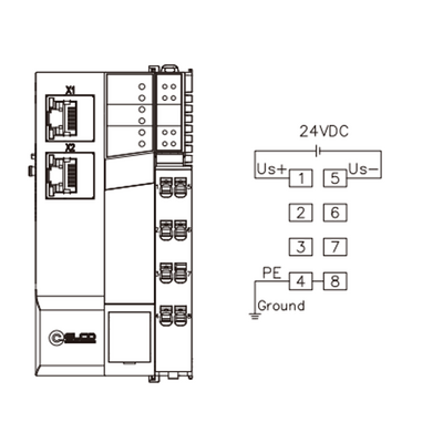 FX20-GW-MT00 ELCO IP20 MODULAR I/O SYSTEM, FX20-GATEWAY MODULE, MODBUSTCP, 2XRJ45, MAX. 32 CASCADABLE MODULES, DIN 35 MM RAIL INSTALLATION, CURRENT PROTECTION